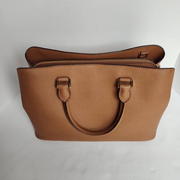 Ladies Michael Kors Tan Leather Crossbody Satchel - Picture 2 of 8